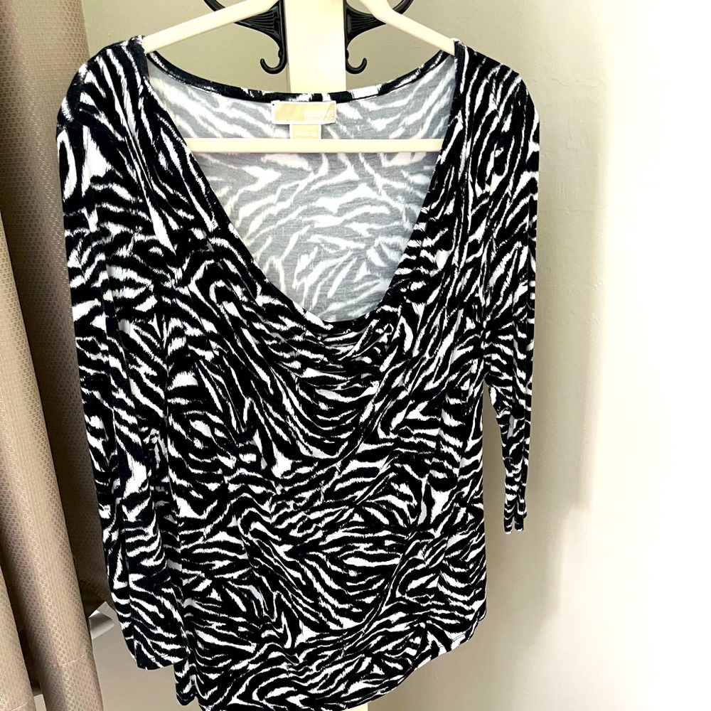 MICHAEL Michael Kors Black and White Zebra Print Top